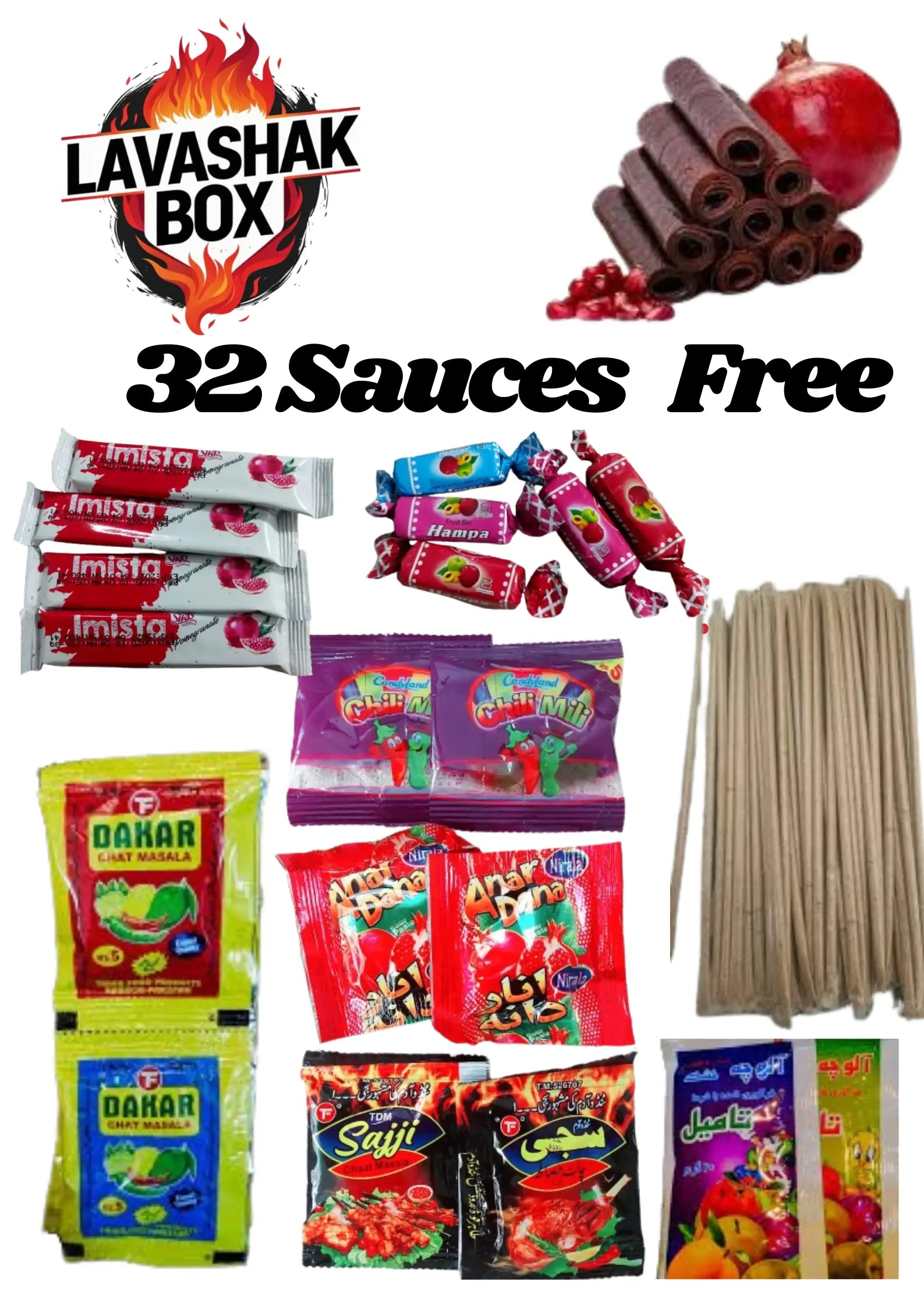 🔥 13 Pcs Lavashak Deal Box Imported sheets Get 32 Sauces FREE - TikTok Famous Snack - Ready to Eat #trendingnow lavashakbox