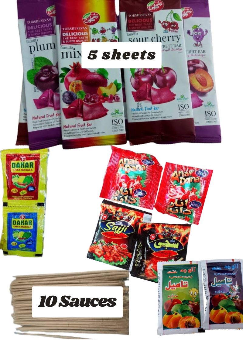 🔥Lavashak Box – 5 Imported Tamarind Fruit Leather Sheets + 10 Sauces #TrendingNow lavashakbox