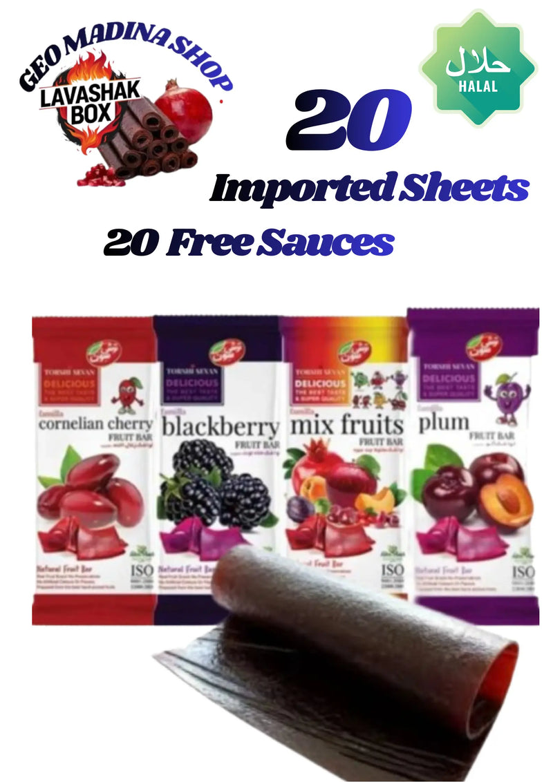 🔥 20 Pcs Lavashak Deal Box Imported sheets Get 20 Sauces FREE - TikTok Famous Snack - Ready to Eat #trendingnow lavashakbox