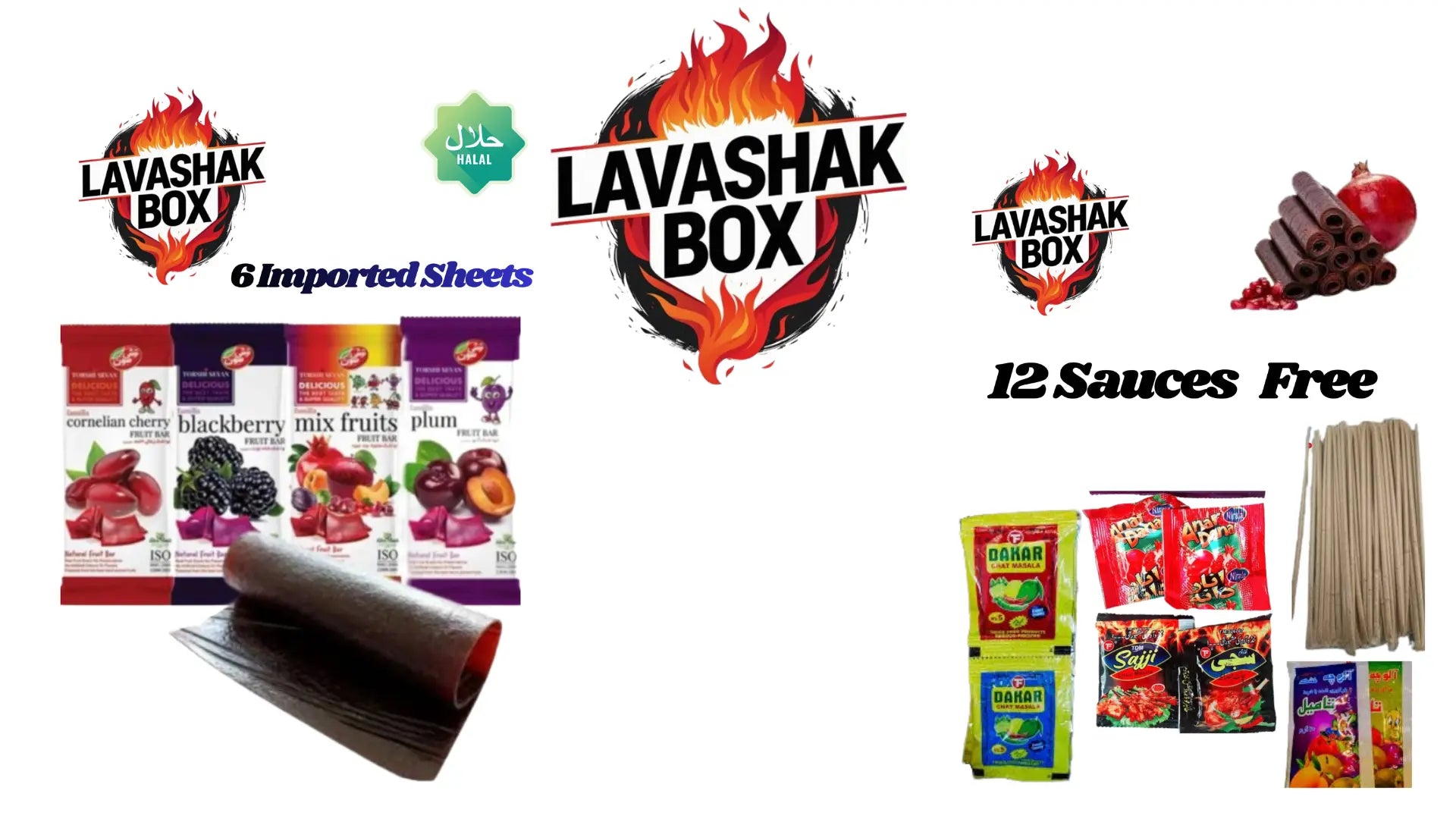 🔥 6 Pcs Lavashak Deal Box Imported sheets Get 12 Sauces FREE - TikTok Famous Snack - Ready to Eat #trendingnow lavashakbox